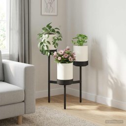 Suport pentru flori Alb 54 x 49 x 81 cm Polipropilena si Otel GartenMobel Dekor