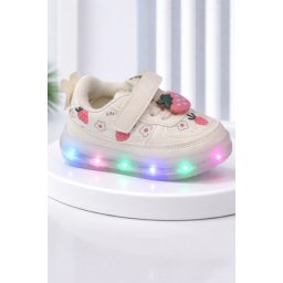 Adidasi albi cu luminite Capsunele