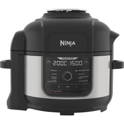Multicooker sub presiune Ninja Foodi OP350FR, 1400 W, 6 Л, 9 programe, 40-200°C, TenderCrisp®, Acoperire ceramica, Mentinerea caldurii, Pui întreg, Negru/inoxidabil