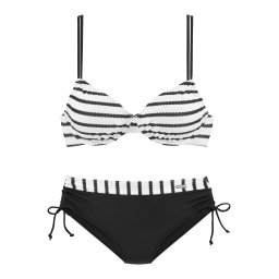 LASCANA Costum de baie două piese negru / alb