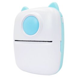 Mini imprimanta termica portabila de buzunar, Bluetooth, 203 DPI, alb-negru, bleu