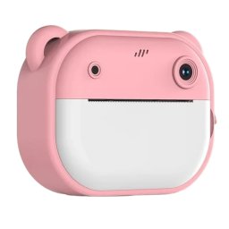 Aparat foto digital copii cu imprimare instant, 40 MP, 1080p, ecran 2.4 , Ursulet roz