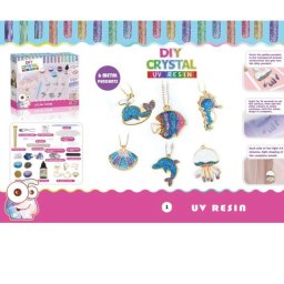 Set creativ DIY Bijuterii din Rasina UV cu tematica Ocean, lampa UV si accesorii, +8 ani