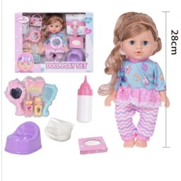 Papusa bebe interactiva Drink Wet Baby, in limba romana, olita si accesorii, 28 cm, +18 luni