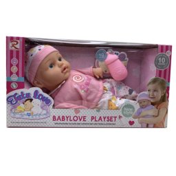 Papusa interactiva Tutu Love cu 10 sunete, biberon roz si haine moi, 30 cm, +3 ani