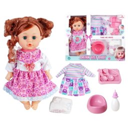 Set Papusa cu olita, haine de schimb si sunete in limba romana, 33 cm, +3 ani
