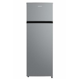 Aparate Frigorifice Frigider cu doua usi Heinner HF-M235ESE++, 235 l, Clasa E, Control electronic, Lumina LED, Trei rafturi din sticla, Compartiment fructe si legume, H 159 cm, Argintiu
