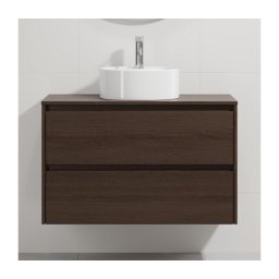 Dulap de baie cu lavoar TRONDHEIM/VIKEDAL 90x57x46 cm nuc/alb