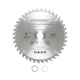 Disc circular vidia pentru lemn 230 mm, 40 dinti TCT, Crownman