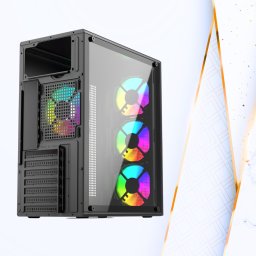 Carcasa Gaming OptimX Prime ATX, Middle Tower cu 4 ventilatoare RGB