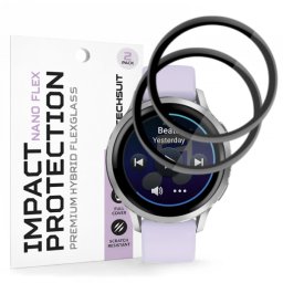 Folie Protectie Techsuit Nano Flex pentru Garmin Venu 4 41mm, Set 2 bucati, Plastic, Neagra