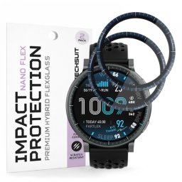 Folie Protectie Techsuit Nano Flex pentru Amazfit Active Max, Plastic, Set 2 bucati, Neagra