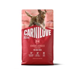 Hrană uscată câini sportivi 4 kg CARNILOVE Active Dog Venison și Renifer Adult 4 kg vânat, ren și mistreț