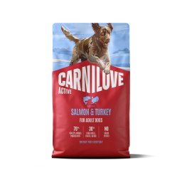 Hrană câini activi CARNILOVE Active Dog Salmon and Turkey Adult 4 kg somon și curcan
