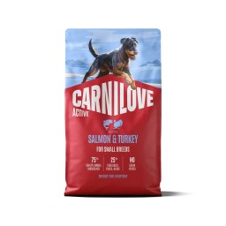 Hrană câini adulți talie mică CARNILOVE Active Dog Salmon & Turkey Adult Small Breeds 4 kg somon și curcan