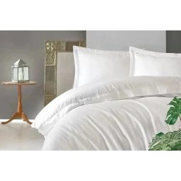 Set husa pilota + fata de perna, satin bumbac 100%, 135x200 cm + 80x80 cm, alb - Verificat A · Re-Bloom