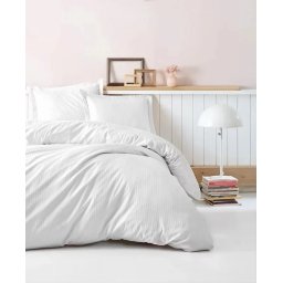 Set husa pilota + fata de perna, satin bumbac 100%, 135x200 cm + 80x80 cm, alb - Verificat A · Re-Bloom