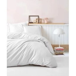 Set husa pilota + fata de perna, satin bumbac 100%, 135x200 cm + 80x80 cm, alb - Verificat A · Re-Bloom