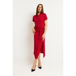 Rochie midi elegantă pentru femei cu crăpătură - roșie