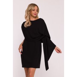 Rochie elegantă de cocktail pentru femei cu pelerină decorativă - neagră
