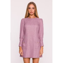 Rochie mini cu mâneci lungi, model A, pentru femei - marsala
