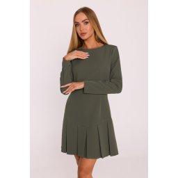 Rochie mini elegantă pentru femei cu pliuri drepte - kaki