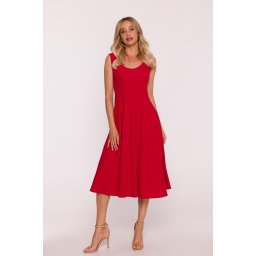 Rochie midi elegantă fără mâneci pentru femei - roșie