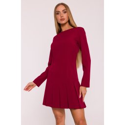 Rochie mini elegantă pentru femei cu pliuri drepte - vișinie