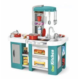 Bucatarie de jucarie electronica Chef Kitchen cu sunete, lumini si 53 accesorii, turcoaz, +3 ani