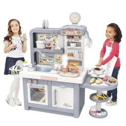 Bucatarie electronica Dream Kitchen cu abur, robinet cu apa si 49 accesorii, gri, 112 cm, +3 ani
