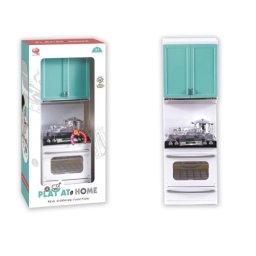 Set mini bucatarie Play at Home cu aragaz, cuptor si accesorii, alb-vernil, 35 cm, +3 ani
