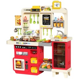 Bucatarie de jucarie mare Home Cooking Fast Food cu apa reala si accesorii, rosu, 100 cm, +3 ani