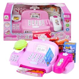 Casa de marcat interactiva pentru copii cu sunete, scanner si 18 accesorii, roz, +3 ani