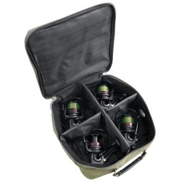 Geanta mulinete Gonefishing® SB-4, pentru 4 mulinete, 38 x 38 x 15 cm, nylon 600 D, verde