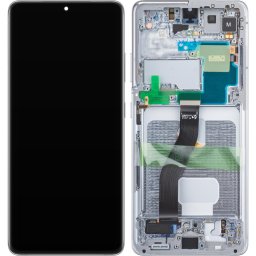 Piese si componente Display cu Touchscreen Samsung Galaxy S21 Ultra 5G G998, cu Rama, Argintiu, Service Pack GH82-26035B