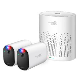 Camera de supraveghere Homeguard, sistem de securitate fără fir Smart Deterrencre, smarthub 2 camere cu lumină roșie albastră și sirenă
