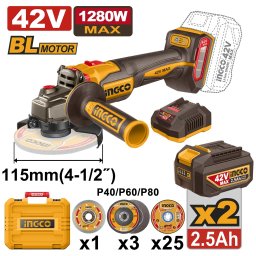 Flex Unghiular 42V cu 2 Acumulatori 2.5Ah
