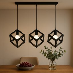 Lustra cubica STRUKTUR Linear Trio, 3xE27, metal negru pentru interior