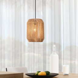 Pendul Reading bej din franghie decorativa, reglabil, E27