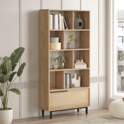 Biblioteca Kvænangen 176x84x30 cm, stejar si usa aspect ratan