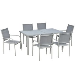 Set mobilier gradina si terasa cu 6 scaune si masa din sticla Sway