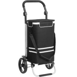 Carucior de cumparaturi pliabil SONGMICS, cu compartiment frigorific, 35 L, negru