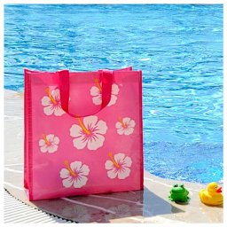 Geanta mica de plaja cu model hibiscus, 28x12x31 cm, Freds Swim Academy