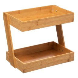 Etajera de bucatarie 5Five cu 2 niveluri, din bambus, maro natural, 26x22x31,5 cm