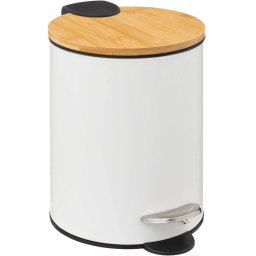 Cos de gunoi 5Five Modern Color 3L, alb, cu capac din bambus si soft-close