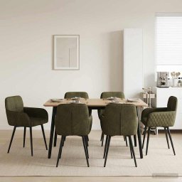 Scaune de dining 6 pcs Piele Suedata Sintetica Verde Army GartenMobel Dekor