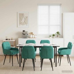 Scaune de dining 6 pcs Catifea Turcoaz 59 x 59,5 x 90 cm GartenMobel Dekor