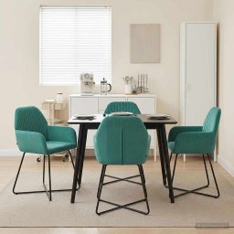 Scaune de dining 4 pcs Catifea Turcoaz 55 x 50 x 84 cm GartenMobel Dekor