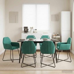 Scaune de dining 6 pcs Catifea Turcoaz 55 x 50 x 84 cm GartenMobel Dekor