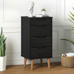 Comoda cu sertare MOLDE Negru 40 x 35 x 82 cm Lemn masiv de pin GartenMobel Dekor